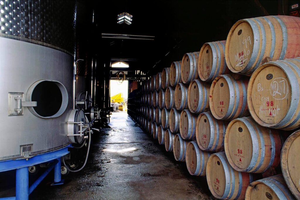 OAK BARREL CASKS for AGING WINE at VENTANA VINEYARDS in MONTEREY COUNTY CALIFORNIA. - Wine Industry photography by Craig Lovell