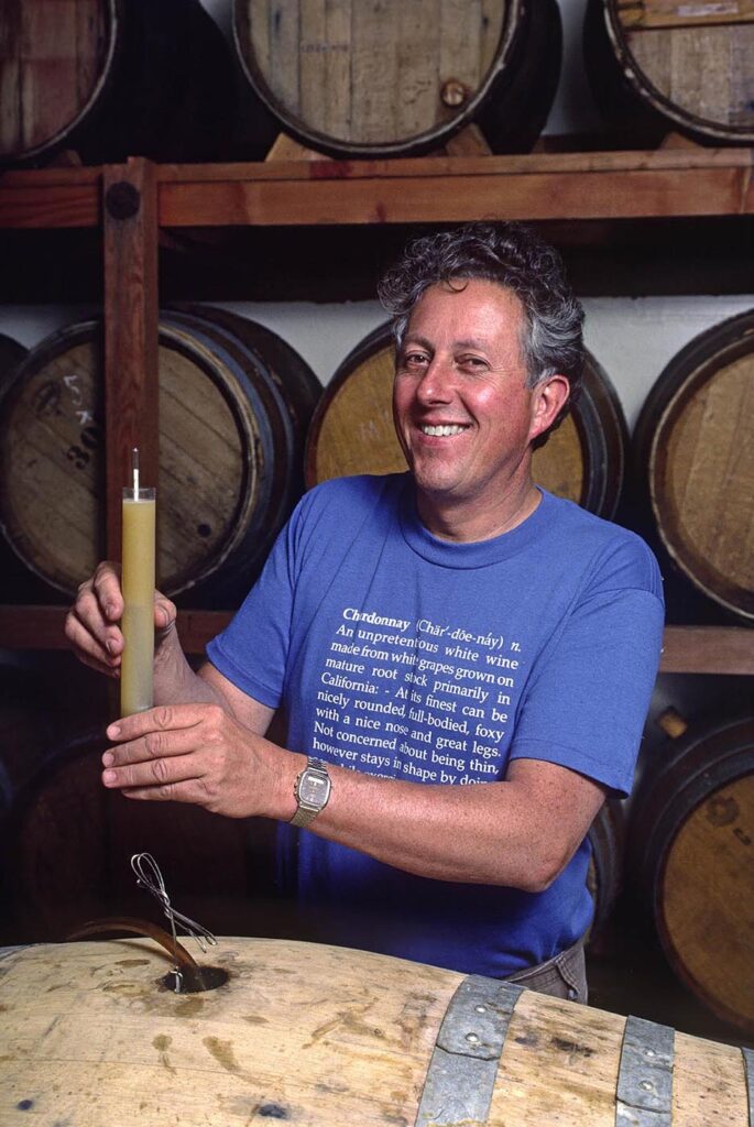 JERRY O'BRIEN (owner) testing wine at SILVER MOUNTAIN VINEYARD in LOS GATOS, CALIFORNIA. - Wine Industry photography by Craig Lovell