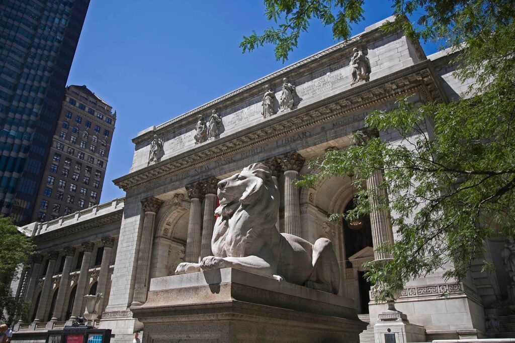 Sculptor EDWARD CLARK POTTER'S LIBRARY LIONS at the NEW YORK CITY PUBLIC LIBRARY. - Architecture photography by Eagle Visions Photography