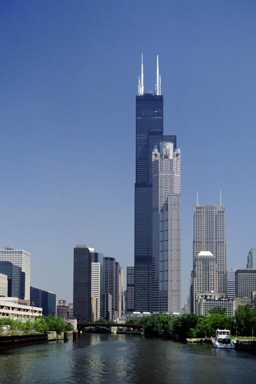 The SEARS TOWER (1454 ft./world's tallest building for 24 years) designed by Skidmore, Owings and Merrill 1974 in CHICAGO, ILLINOIS.  - Architecture photography by Eagle Visions Photography