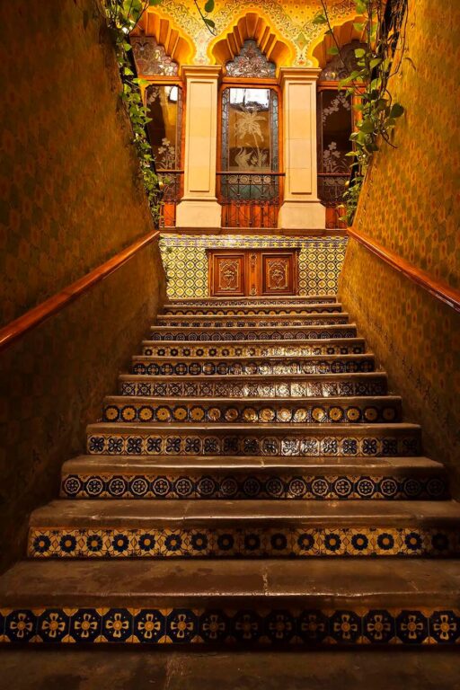 Stairway in the lobby of the historical LA CASA DE MARQUESA HOTEL in the city of QUERETARO in MEXICO.  - Architecture photography by Eagle Visions Photography