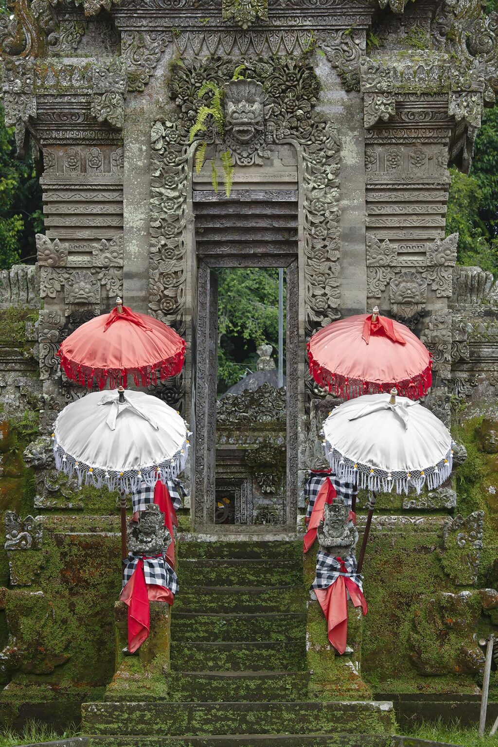 UMBRELLAS grace the entrance to the traditional village of PENGLIPURAN - BALI, INDONESIA