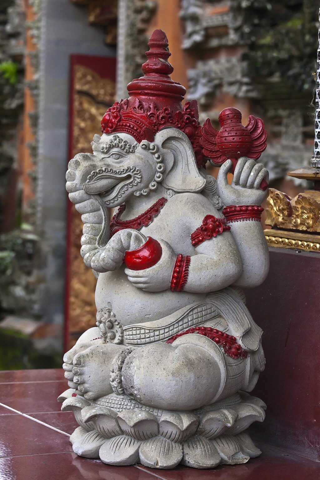 Statue of the Hindu god GANESH at PURA TAMAN SARASWATI  - UBUD, BALI, INDONESIA