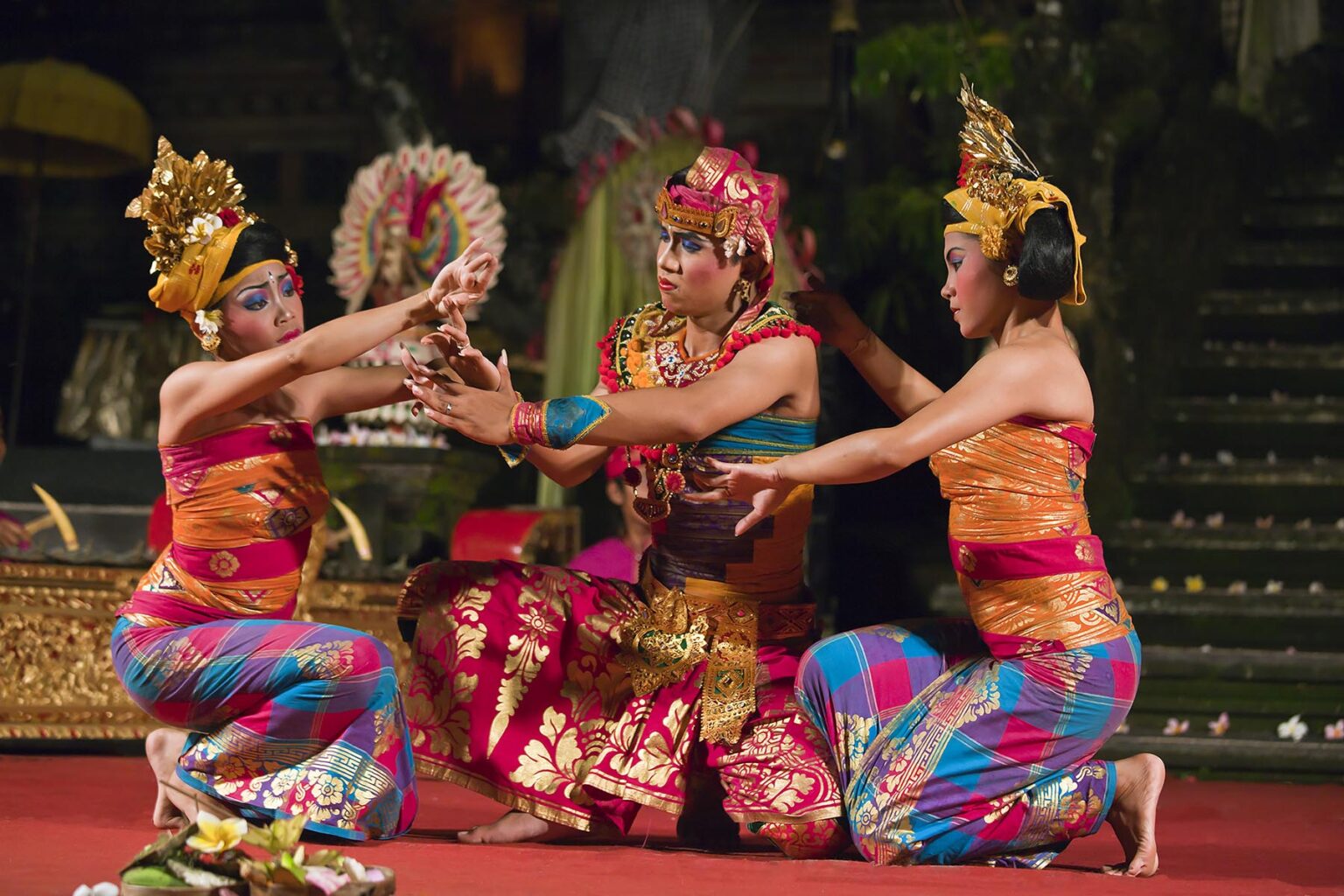 The FISHERMAN DANCE is performed by the Cenik Wayah Gamelan Dance Group at PURA TAMAN SARASWATI - UBUD, BALI, INDONESIA