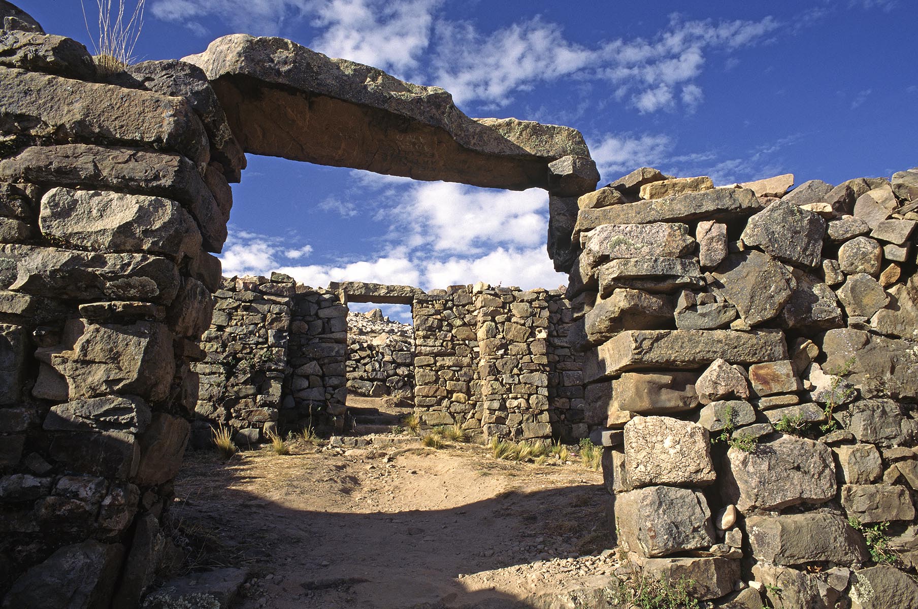 The Ruins of LA CHINCANA on ISLE DEL SOL were built by the INCA in the 12th Cent.- LAKE TITICACA, BOLIVIA