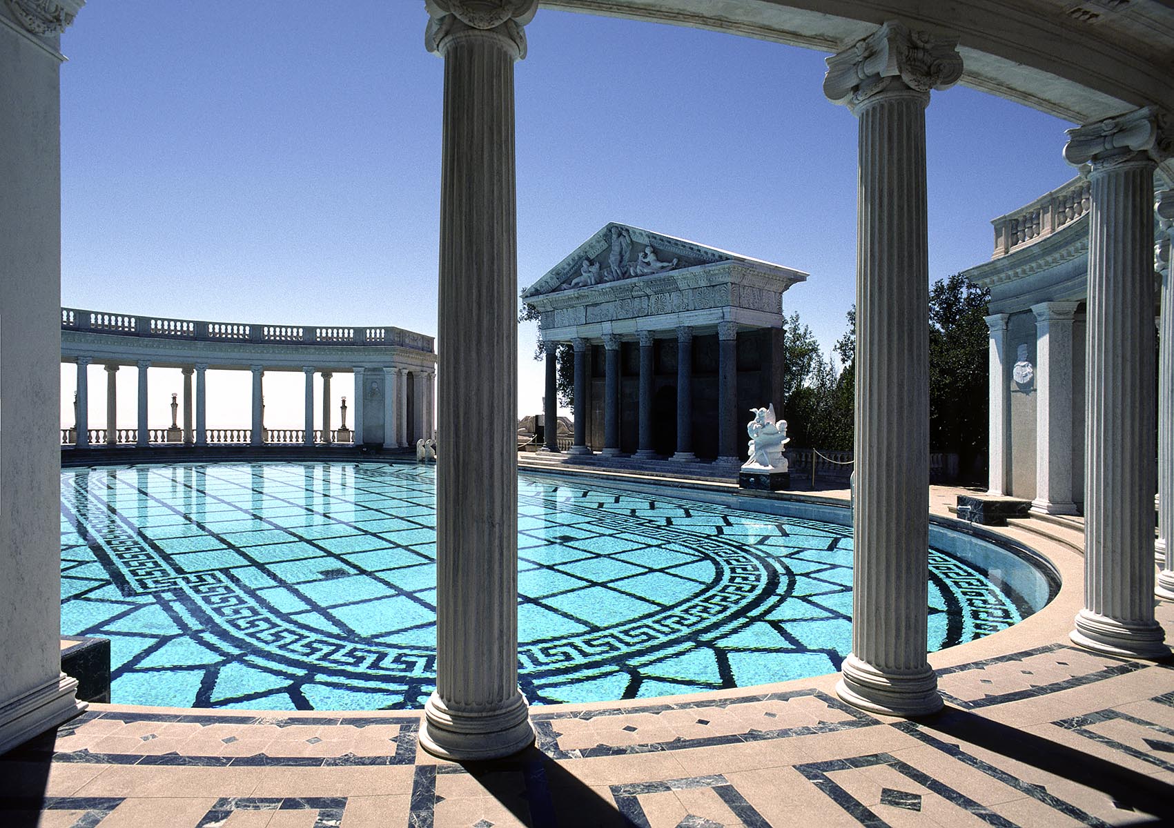 The magnificent outdoor pool at HEARST CASTLE, built by WILLIAM RANDOLPH HEARST, the Newspaper magnate.