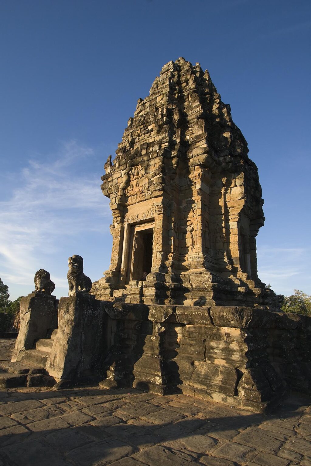 Central Hindu temple at Bakong, the 9th century state Hindu temple of Indravarman I in the Roluos District of Angkor Wat - Cambodia