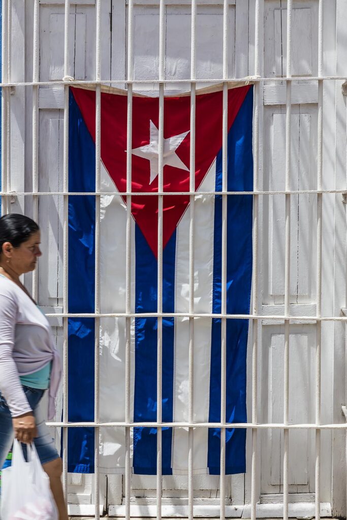 A CUBAN FLAG on display - TRINIDAD, CUBA