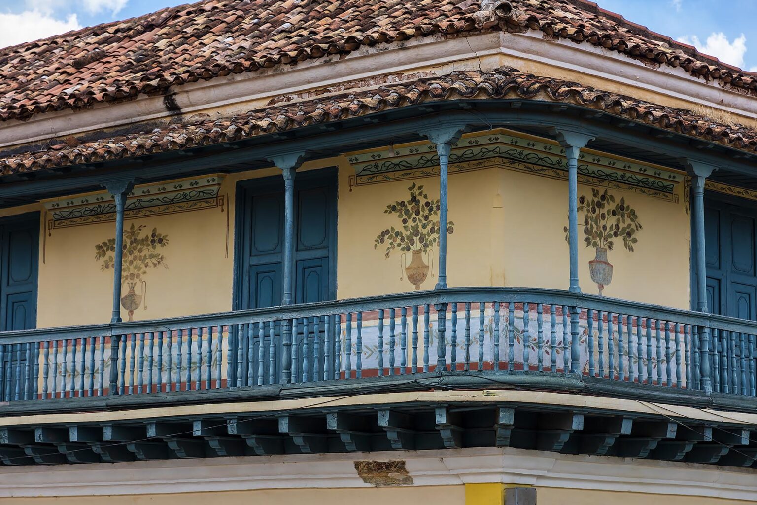 The GALLERIA DE ARTE is housed in a historic building on the PLAZA MAYOR - TRINIDAD, CUBA