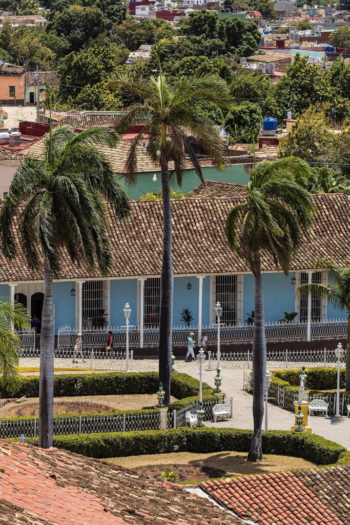 The PLAZA MAYOR is surrounded by historical buildings in the heart of the town - TRINIDAD, CUBA