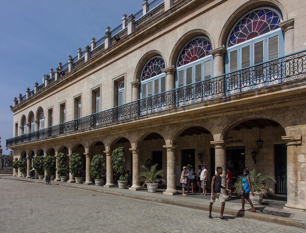 PALACIO DE LOS CONDES DE SANTOVENIA graces one side of the PLAZA DE ARMAS in HABANA VIEJA - HAVANA CUBA