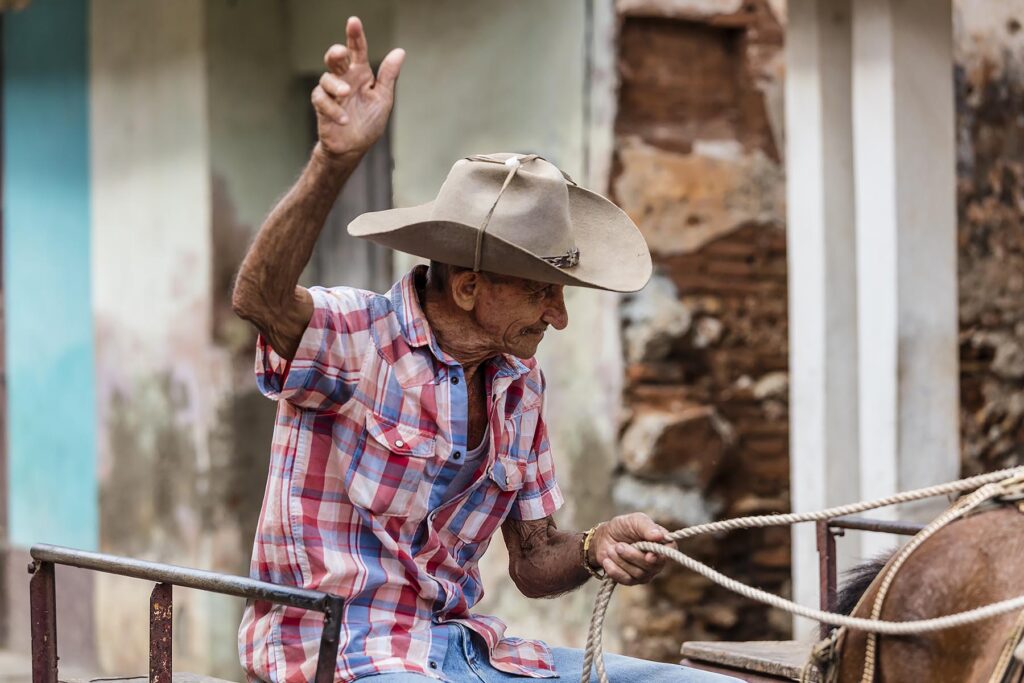 A horse drawn cart is a common site in the historic town of TRINIDAD, CUBA