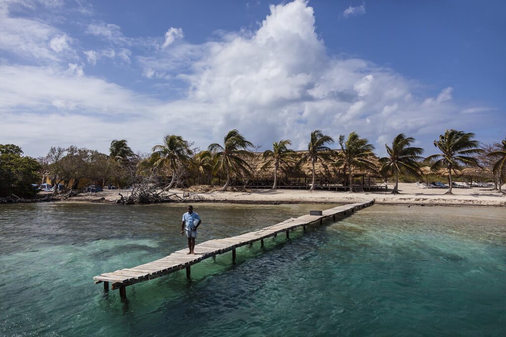 The pier at CAYO IGUANA reached by boat from PLAYA ANCON - TRINIDAD, CUBA