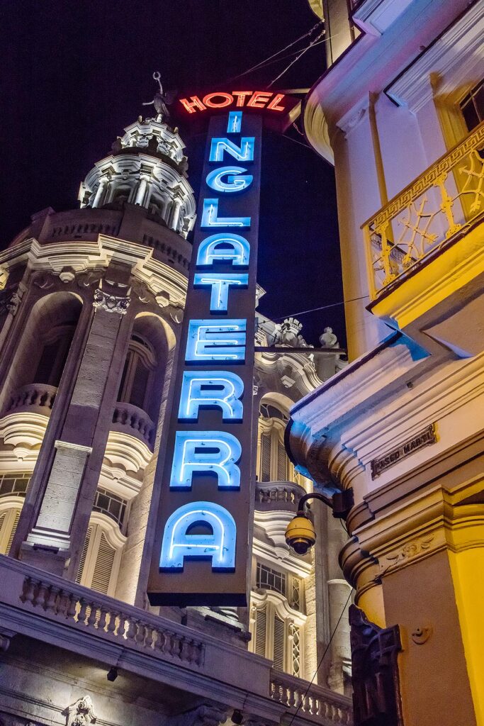 The hotel INGLATERRA is one of the landmarks along the PASEO DE MARTI (PRADO) - HAVANA, CUBA