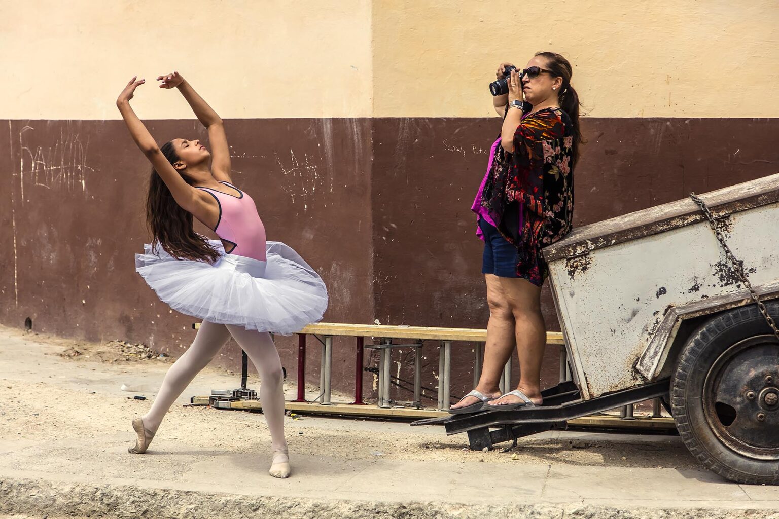 Mother photographing her ballerina daughter - HAVANA, CUBA