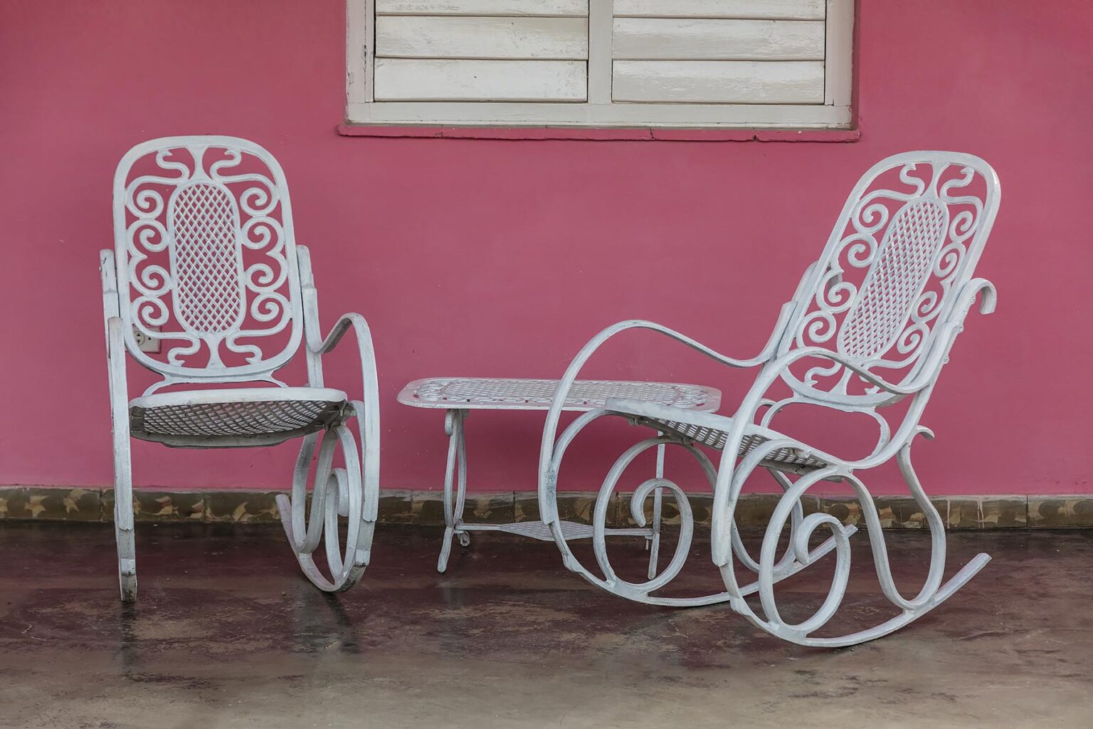 ROCKING CHAIRS on the porch of a  CASA PARTICULARES home stay - VINALES, CUBA