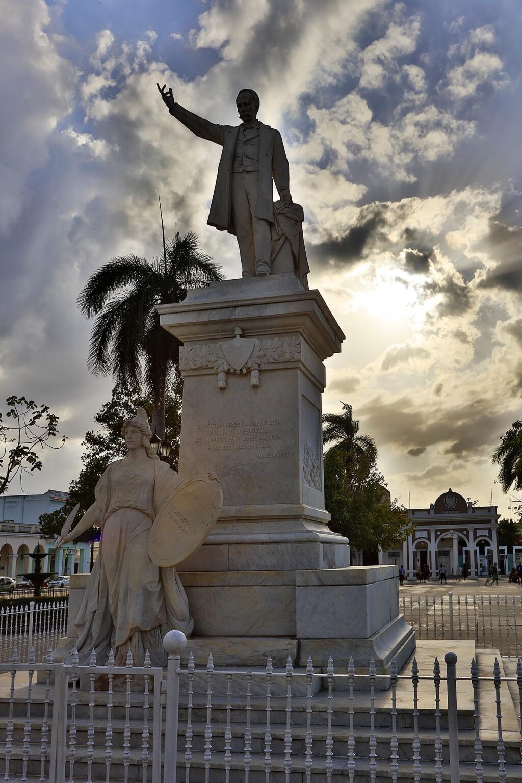 A marble statue of Jose Marti on the PARQUE JOSE MARTI - CIENFUEGOS, CUBA