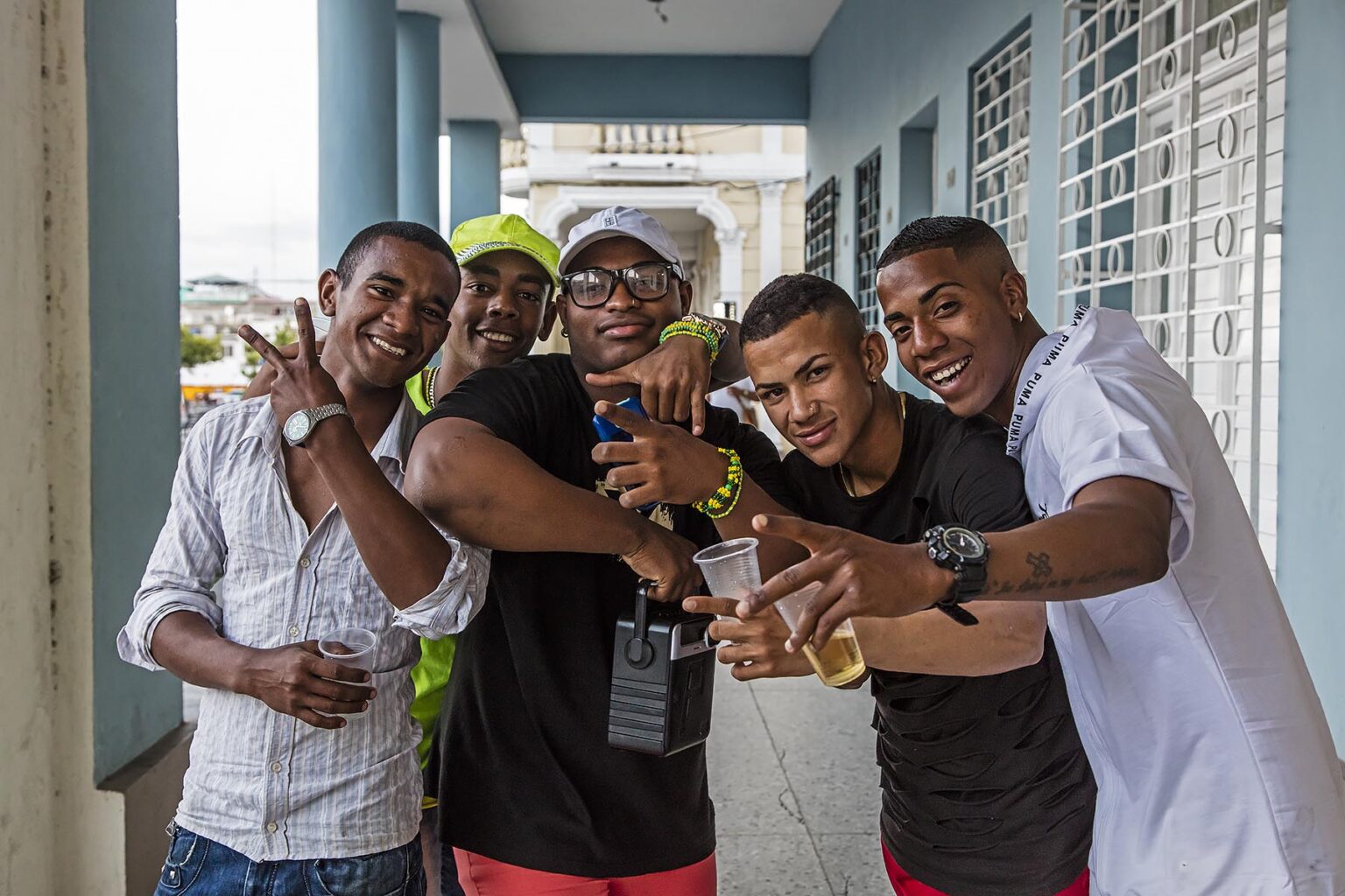 Young Cubans have fun and party downtown - CIENFUEGOS, CUBA
