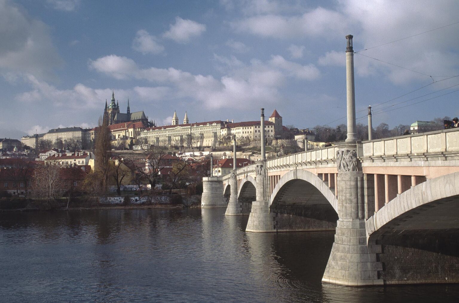 The MANESUV BRIDGE spans the VLTAVA RIVER below HRADCANY (PRAGUE CASTLE) -  CZECH REPUBLIC