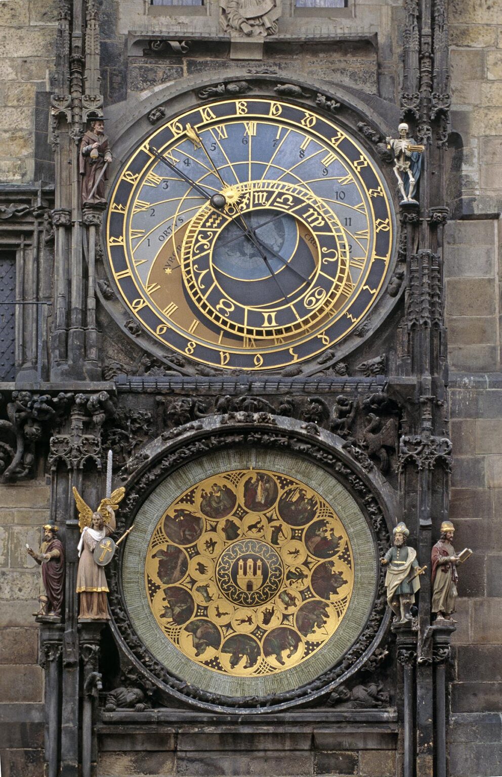 The GOTHIC ASTRONOMICAL CLOCK (1410) at OLD TOWN HALL in the historic city of PRAGUE (PRAHA) - CZECH REPUBLIC