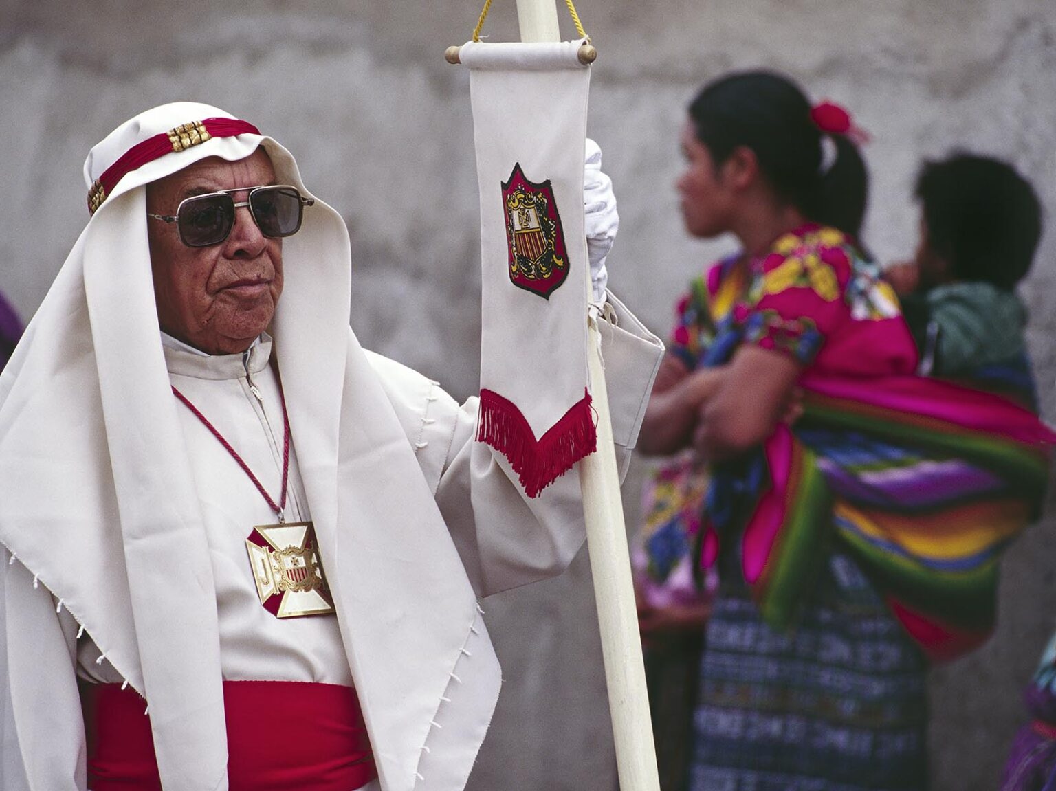 Church member representing LA MERCED CHURCH during GOOD FRIDAY procession - ANTIGUA, GUATEMALA