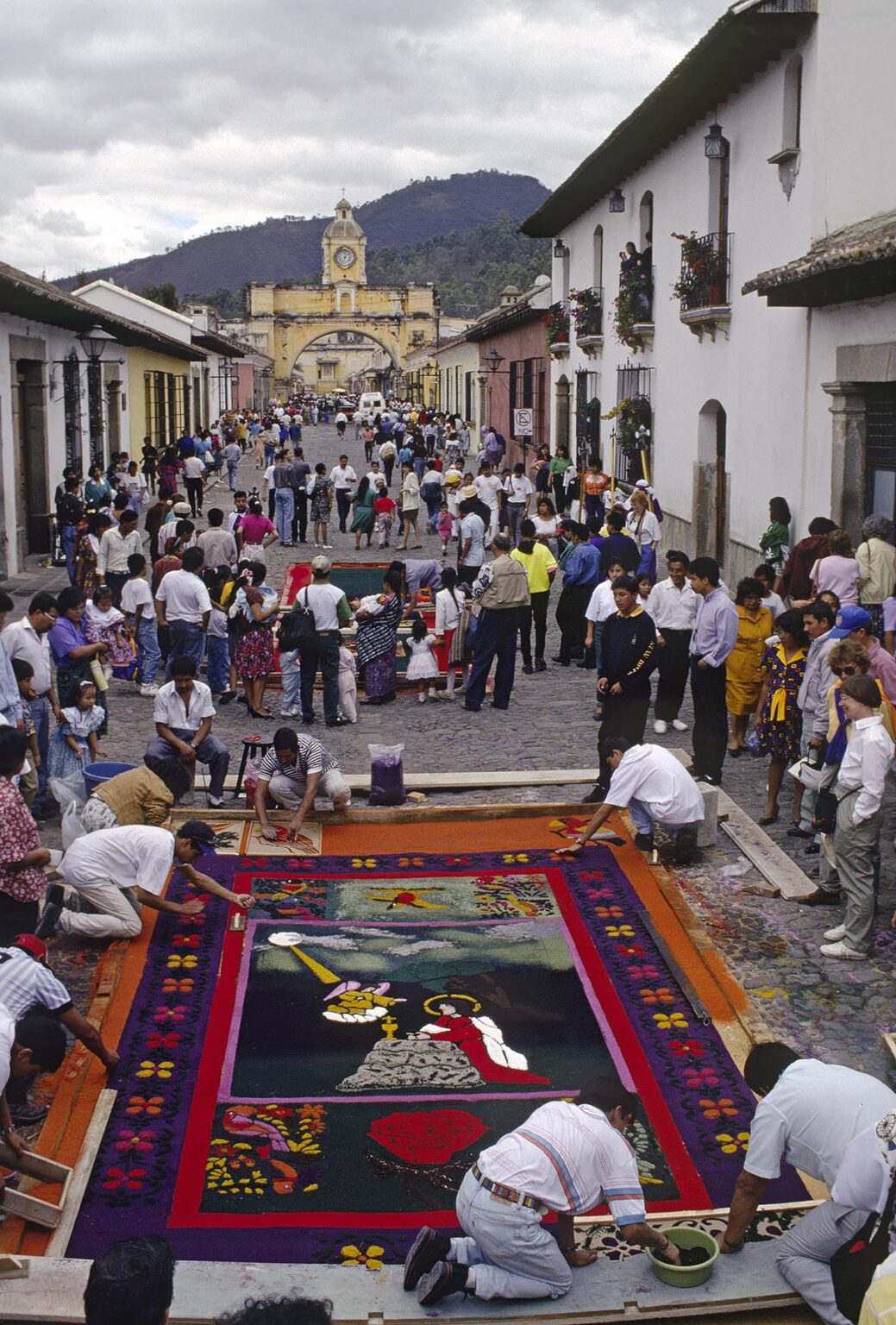 The crafting of ALFOMBRAS (carpets) during SEMANA SANTA (EASTER), a tradition dating to the 1600s - ANTIGUA, GUATEMALA