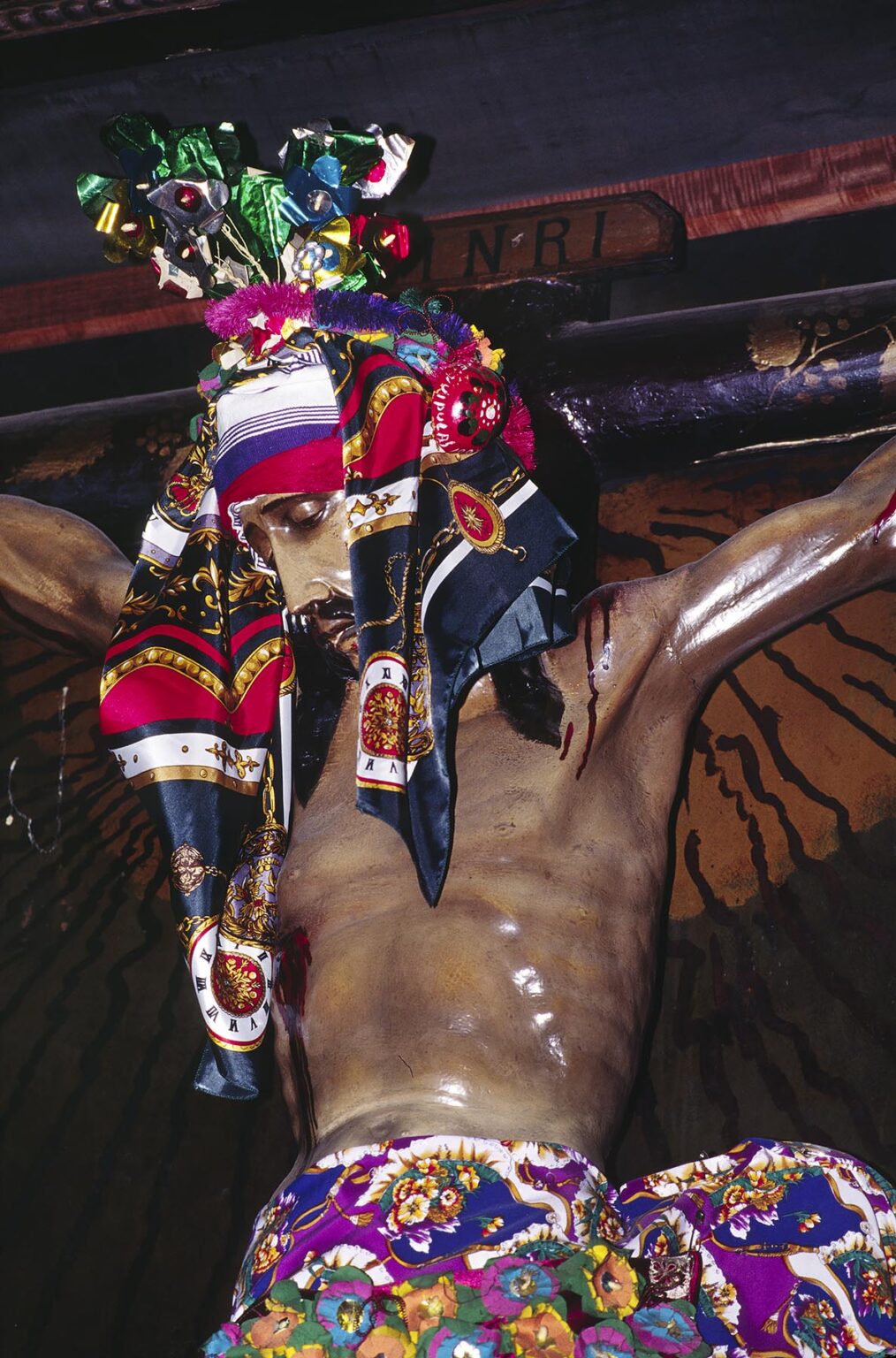 CHRIST FIGURE clothed in INDIAN TEXTILES, the marriage of PAGAN and CHRISTIAN RITUAL - SANTIAGO ATITLAN, GUATEMALA