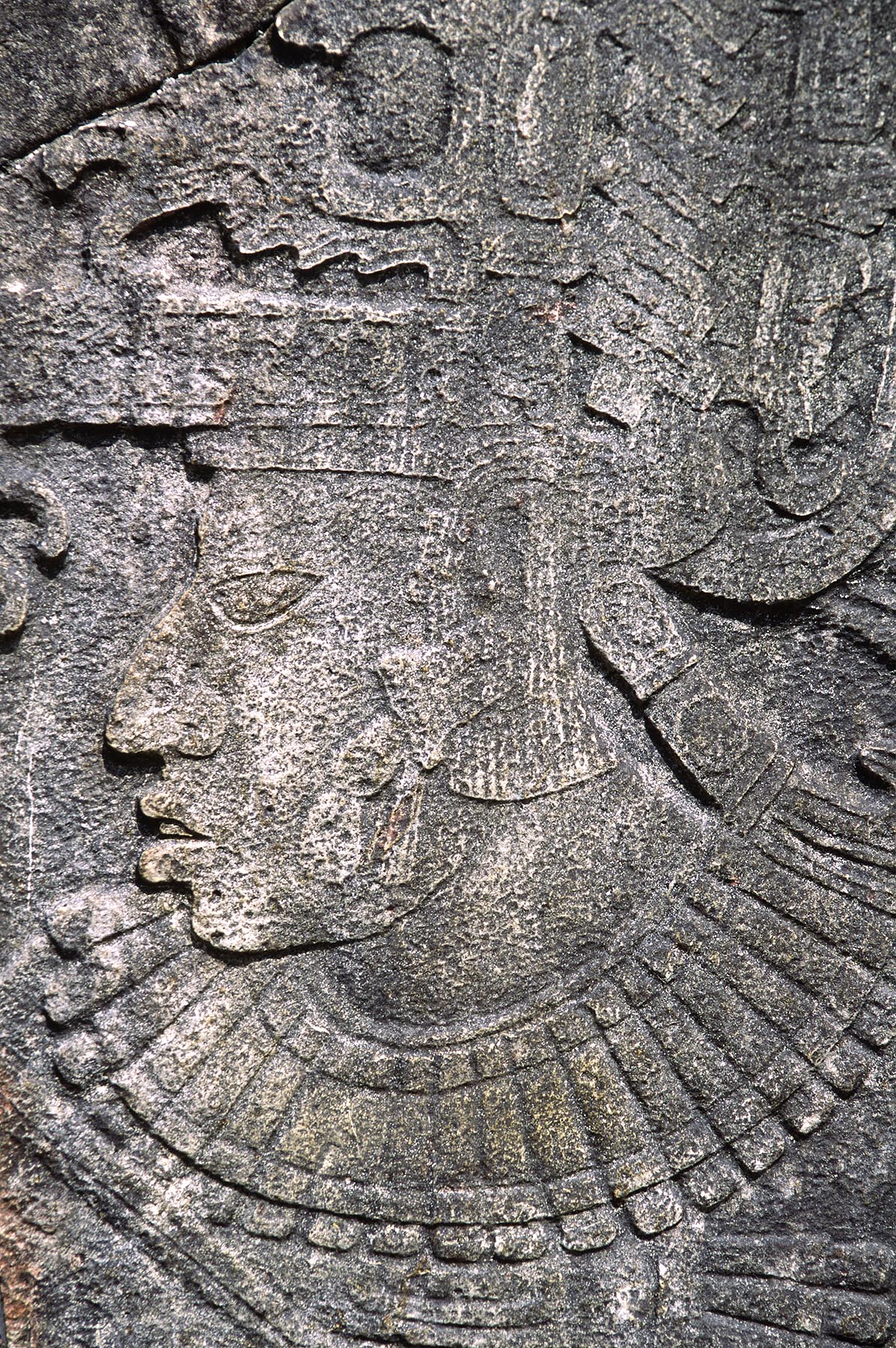 STELA 14, 870 AD, depicts a MAYA RULER from the LATE CLASSIC PERIOD - SEIBAL (CEIBAL) RUINS, GUATEMALA