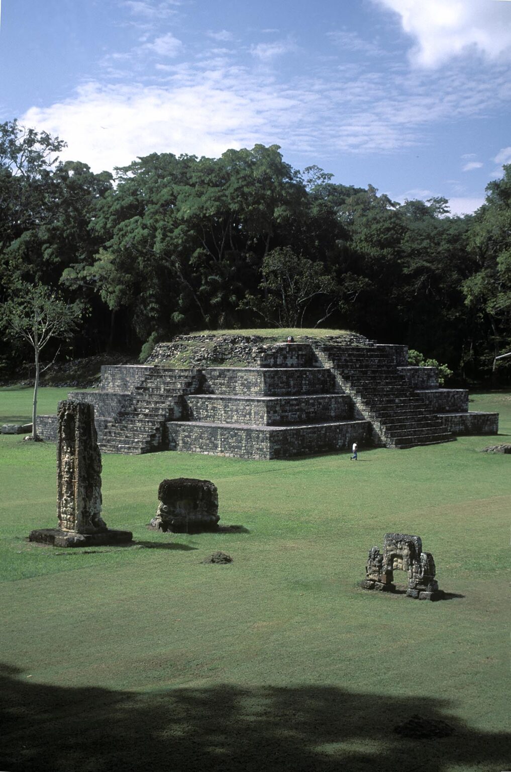 PYRAMID in the CEREMONIAL COURT, or GREAT PLAZA, an example of MAYAN ARCHITECTURE - COPAN RUINS, HONDURAS