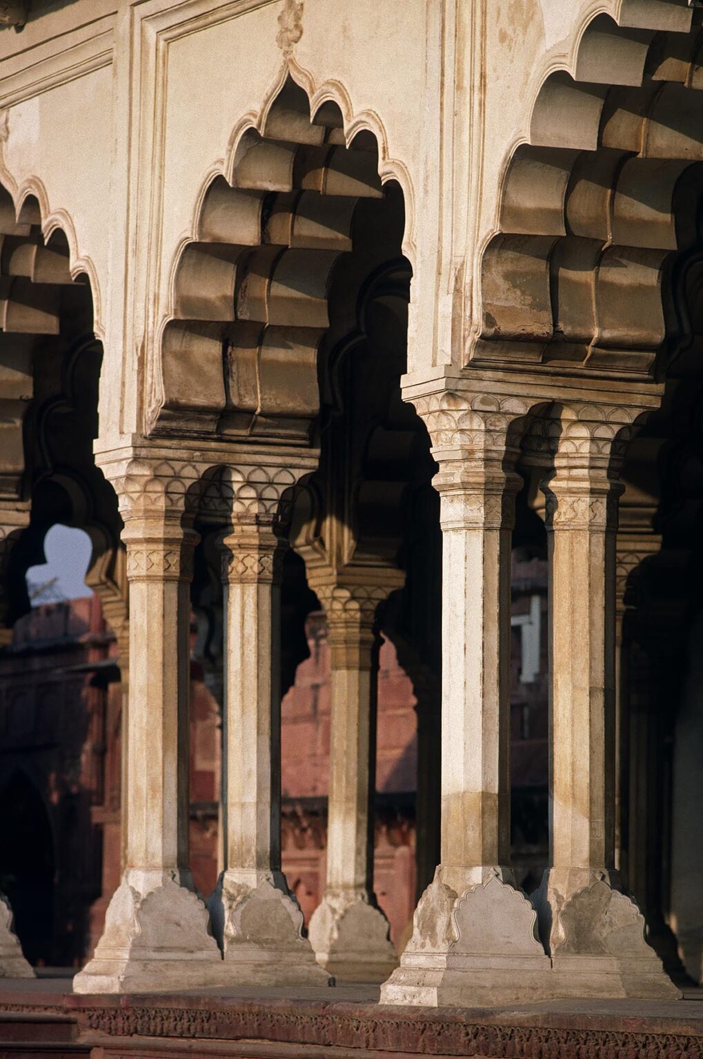 Detail of ISLAMIC ARCHES at AGRA FORT, built by the Mughal emperors in the 1500's - AGRA, INDIA
