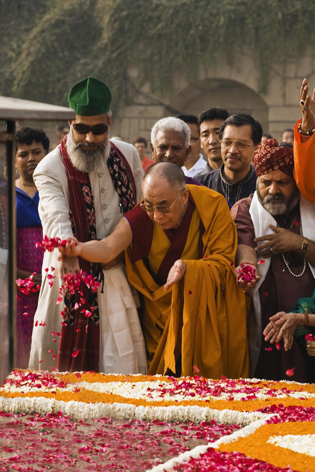 Religious leaders participate in a PRAYER FOR WORLD PEACE sponsored by the 14th Dalai Lama of Tibet at the RAJ GHAT (Ghandi's eternal flame) in April of 2008 -  NEW DELHI, INDIA