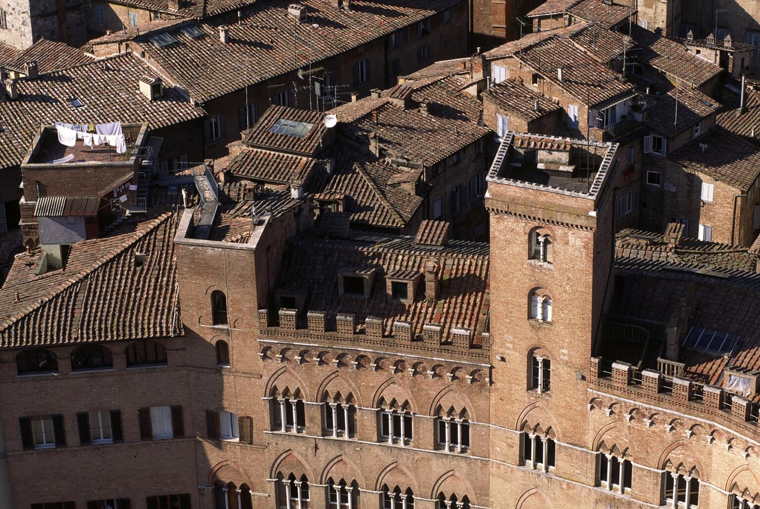 Old Palace on the CAMPO (Central Plaza) in the Medieval city of SIENA - TUSCANY, ITALY