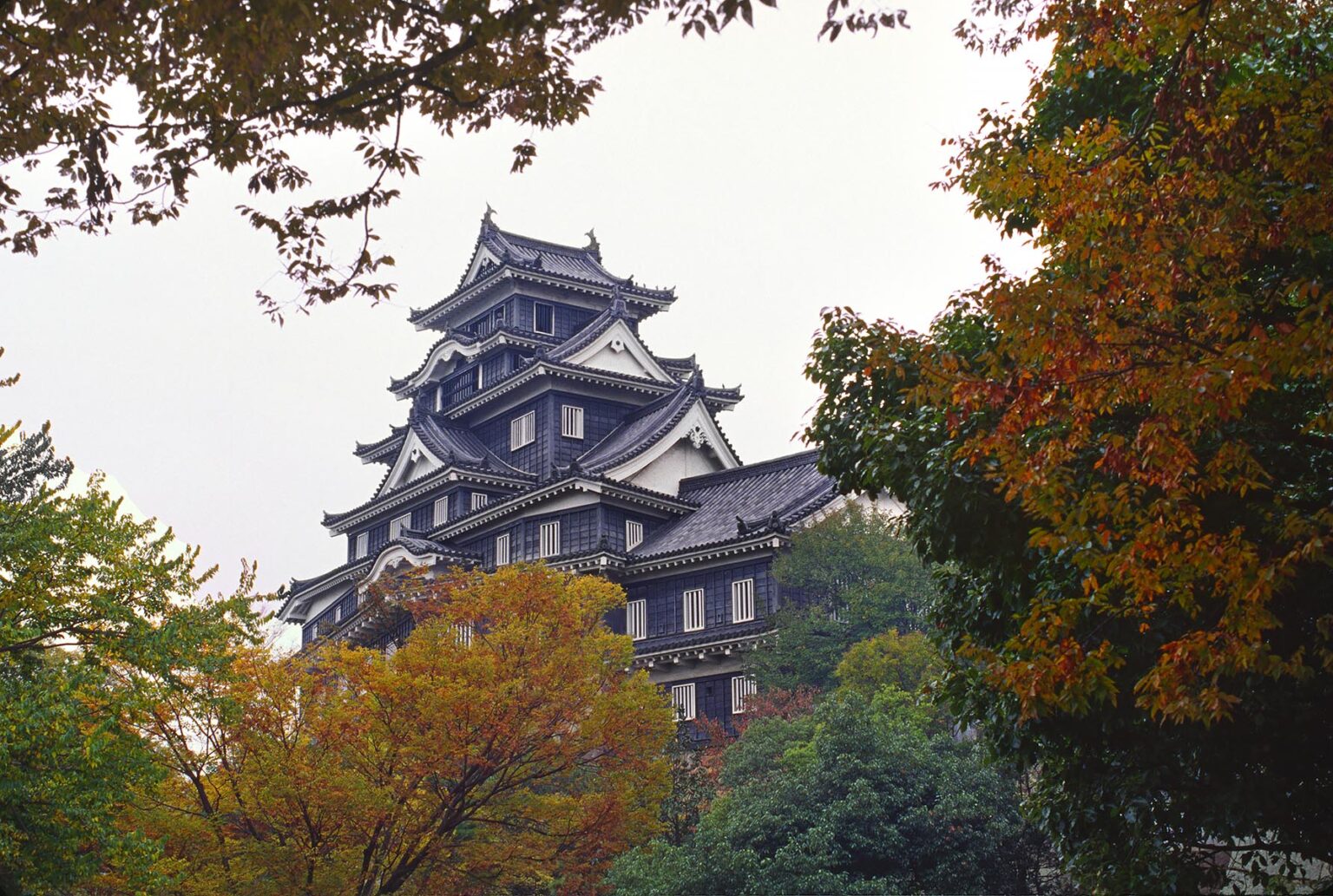 OKAYAMA CASTLE was rebuilt in 1966 to match the original which was constructed in 1573 - JAPAN