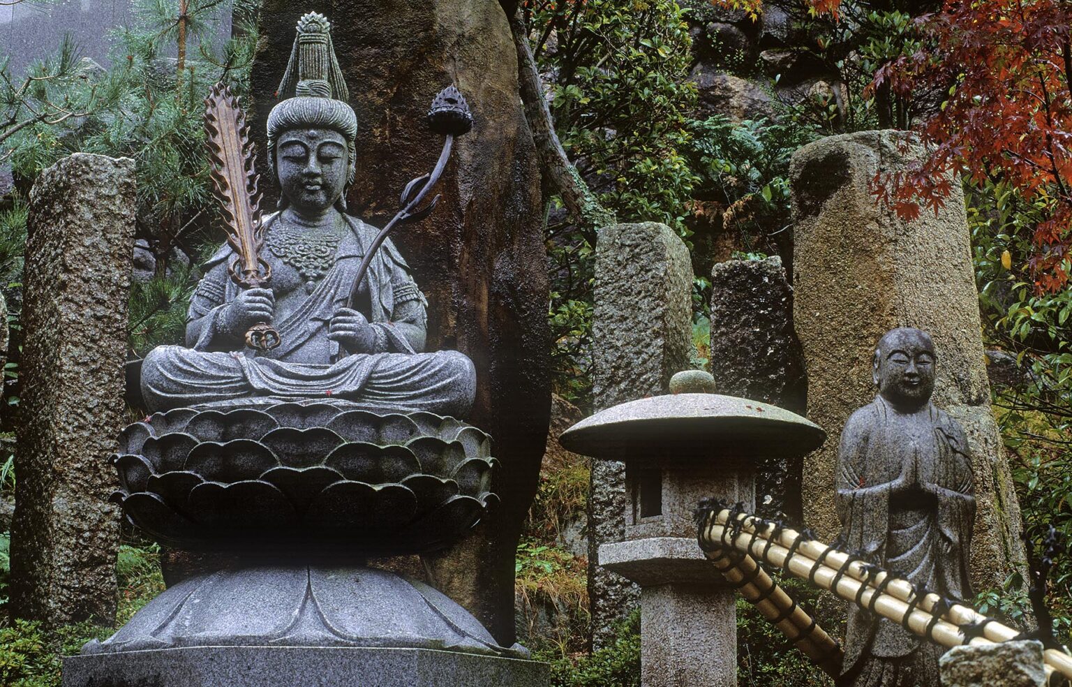 BUDDHIST STATUES at DAISHOIN TEMPLE, Mimuro Branch of Shingon Buddhism - MIYA JIMA ISLAND, JAPAN