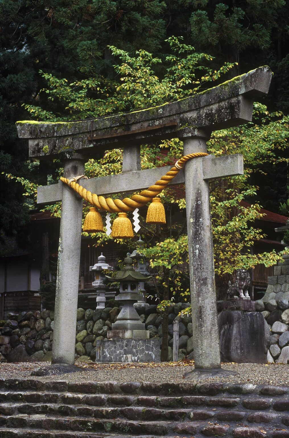 A TORI GATE which is part of a HACHIMAN JINGO SHRINE (SHINTO) - OGAMACHI, JAPAN