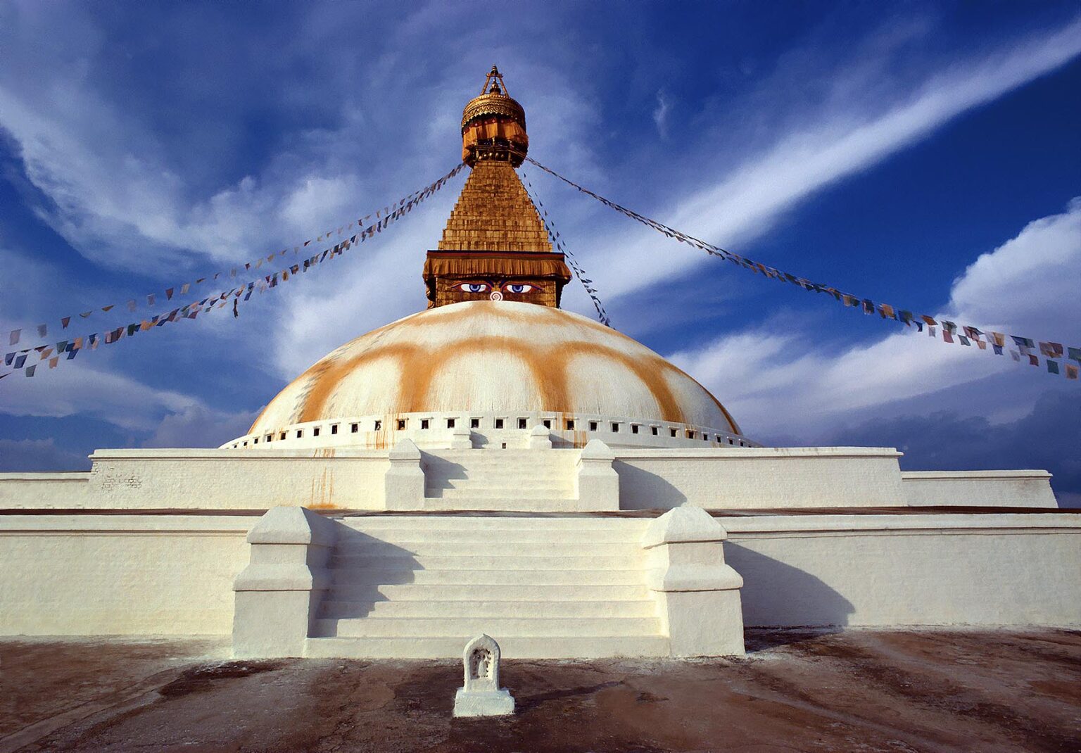 The ancient STUPA of SWAYAMBUNATH is sacred to both Hindu & Buddhist alike - KATHAMNDU, NEPAL