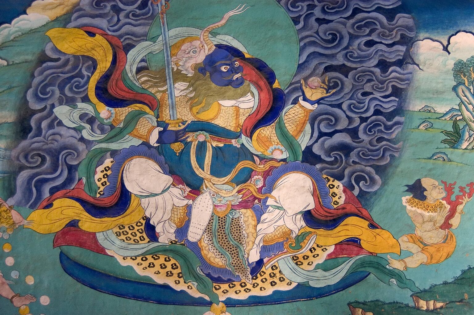 Virudhaka, the guardian King of the south, Tagong  Monastery (Lhagang Gompa) - Kham (E. Tibet), Sichuan Province, China