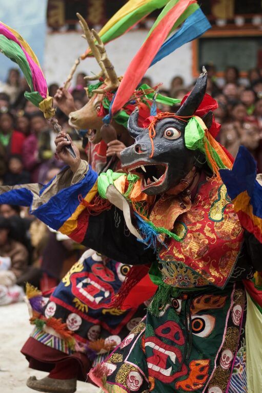 Yak dancer represents the animal world at the Monlam Chenpo, Katok Dorjeden Monastery - Kham, (Tibet), Sichuan, China