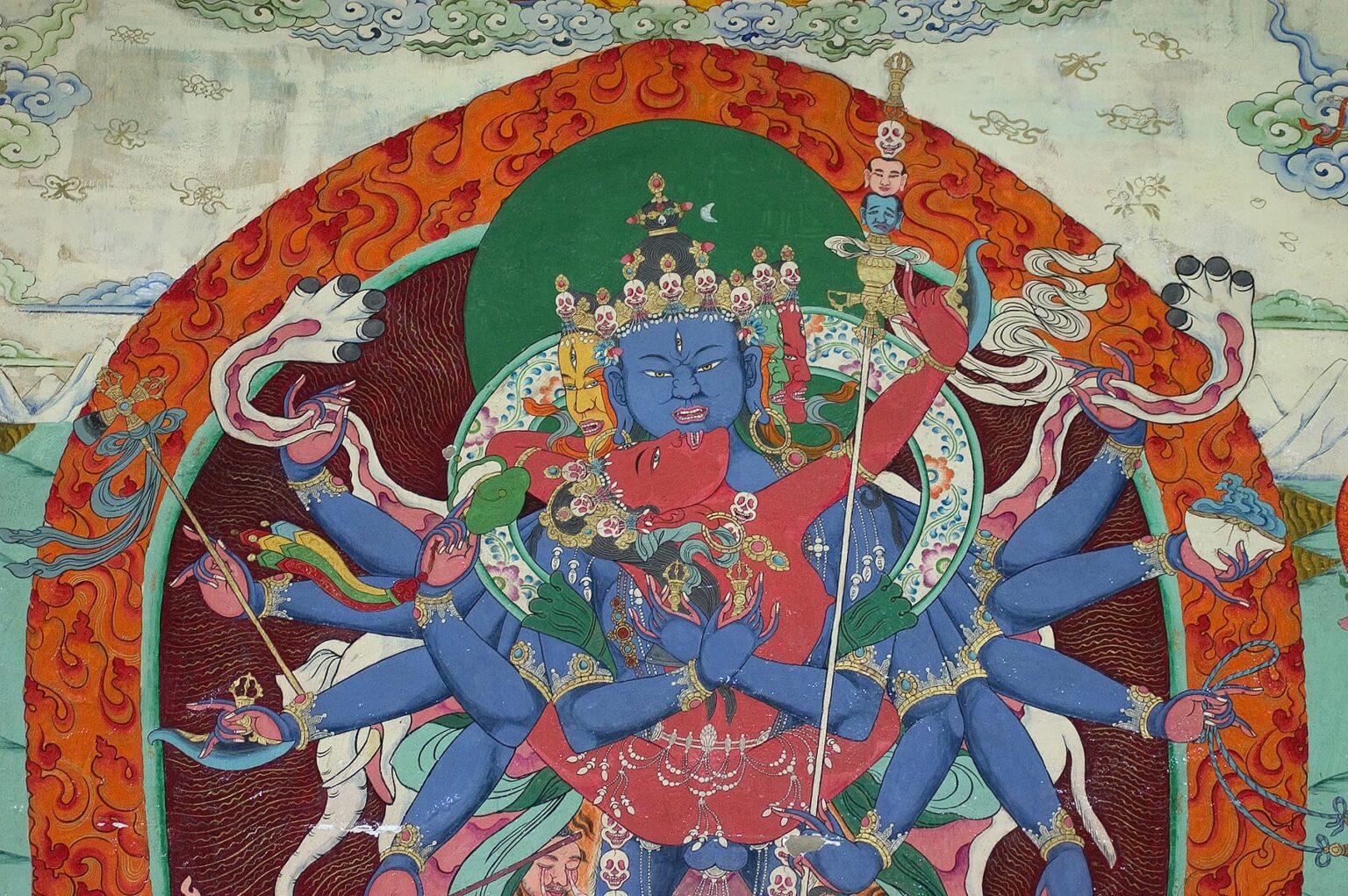 Mural of Chakrasamvara at the Lhakhang Karporling of Litang Chode Monastery - Kham, Sichuan, China, (Tibet)