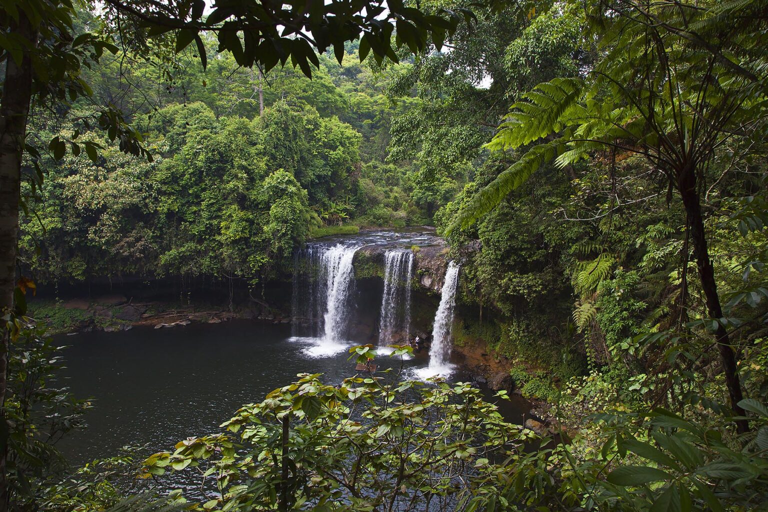 The CHAMPEE WATERFALL is located on the BOLAVEN PLATEAU near PAKSE - SOUTHERN, LAOS
