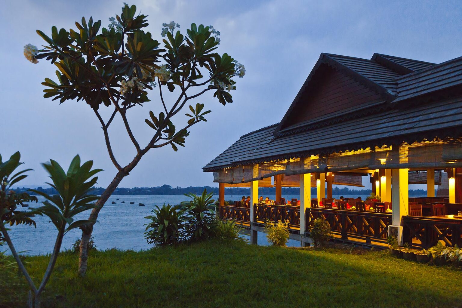 The PAN ARENA HOTEL RESTAURANT on DON KHONG ISLAND in the 10 Thousand Islands area of the Mekong River - SOUTHERN, LAOS