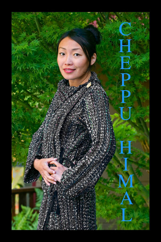 A promotional card with a Mongolian model photographed for Cheppu from Himalaya an importer of women's fashion from Nepal.  Fashion photography by Craig Lovell