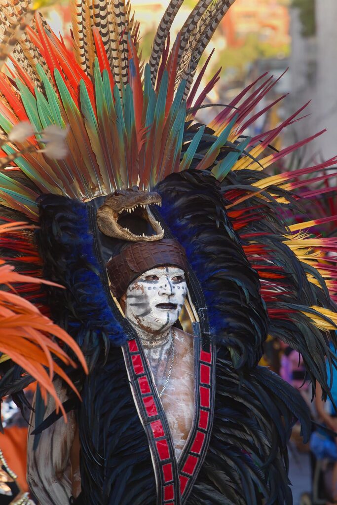INDIGENOUS DANCE TROUPES from all over MEXICO parade through the streets in celebration of San Miguel Arcangel, the patron saint of SAN MIGUEL DE ALLENDE each October