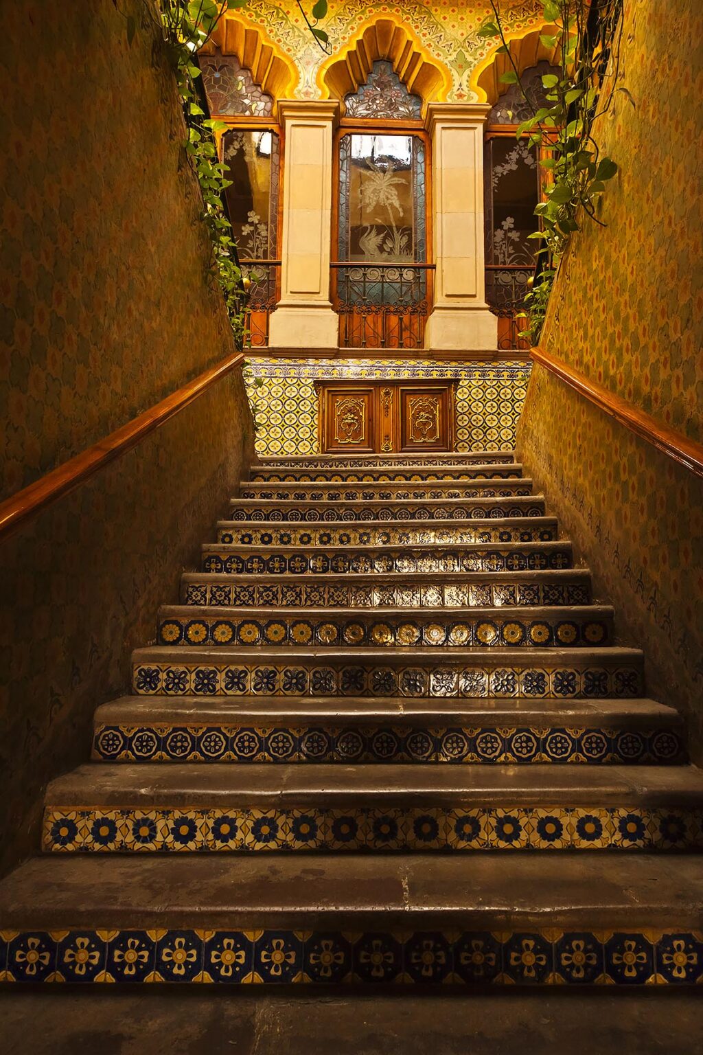 Stairway in the lobby of the historical LA CASA DE MARQUESA HOTEL in the city of QUERETARO - MEXICO