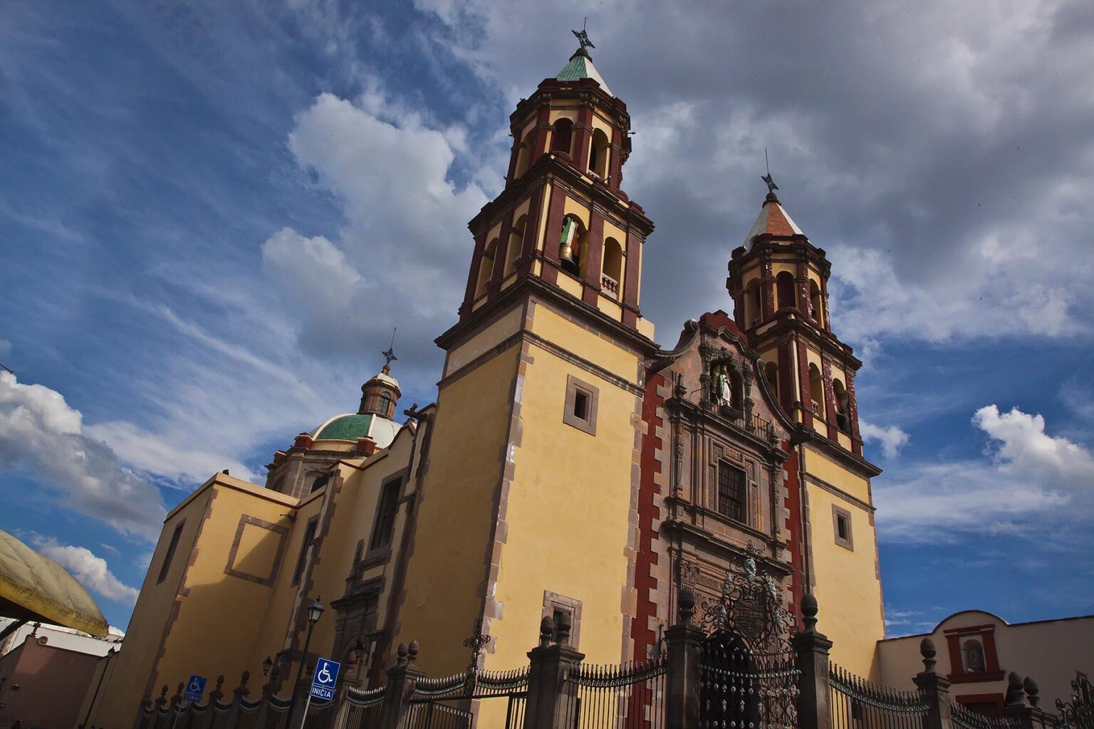 The historic CHURCH OF GUADALUPE in the center of the city of QUERETERO - MEXICO