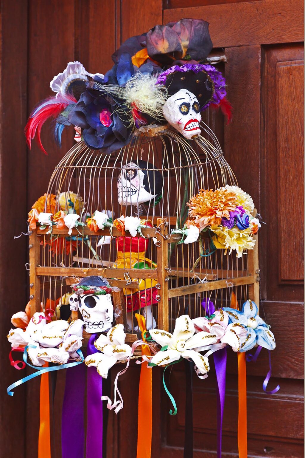 A BIRDCAGE dressed up for DAY OF THE DEAD - SAN MIGUEL DE ALLENDE, MEXICO