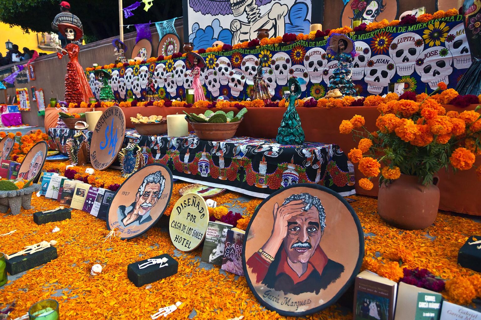 An ALTAR for the author GARCIA MARQUEZ  in the JARDIN during DAY OF THE DEAD 2014 -  SAN MIGUEL DE ALLENDE, MEXICO