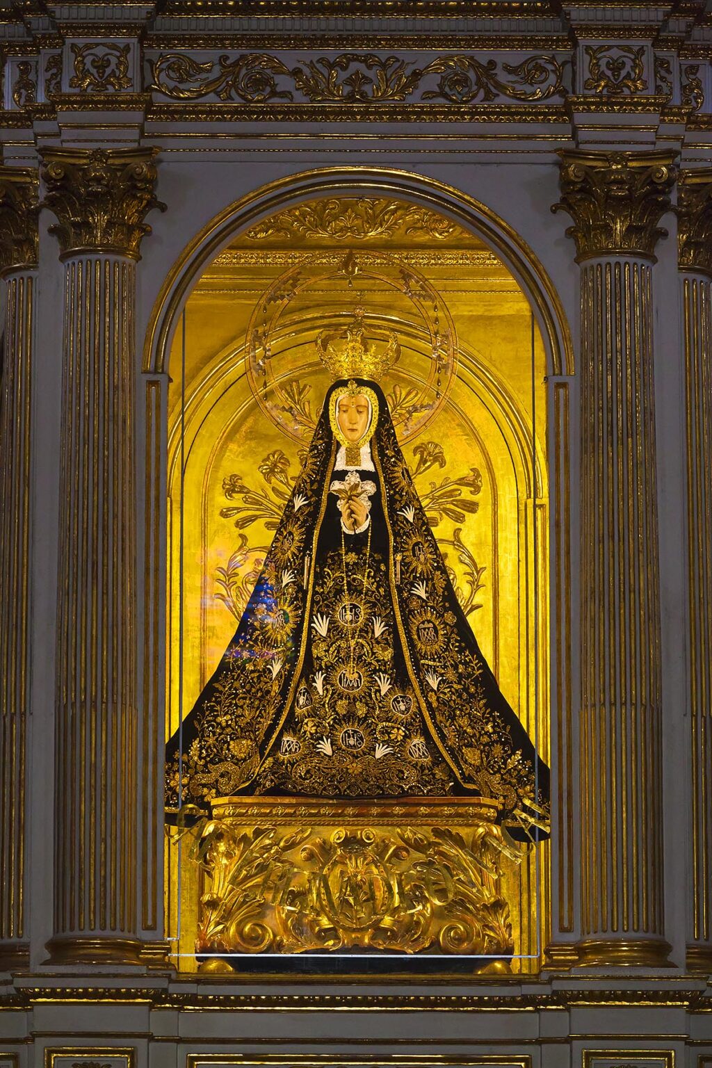 Statue of THE VIRGIN OF SOLEDAD inside  LA SOLEDAD CHURCH also called the Basilica of our Lady of Solitude - OAXACA, MEXICO