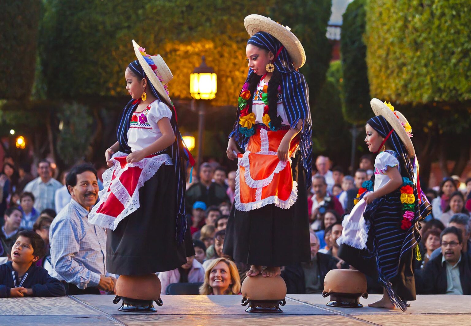 DANCERS perform in the Jardin or Central Square during the annual FOLK DANCE FESTIVAL - SAN MIGUEL DE ALLENDE, MEXICO