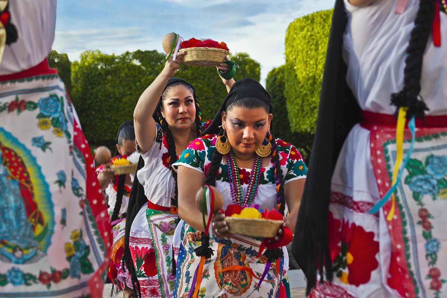 DANCERS perform in the Jardin or Central Square during the annual FOLK DANCE FESTIVAL - SAN MIGUEL DE ALLENDE, MEXICO